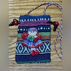 Handwoven Multicolor Doll Accent Necklace with Small Bag